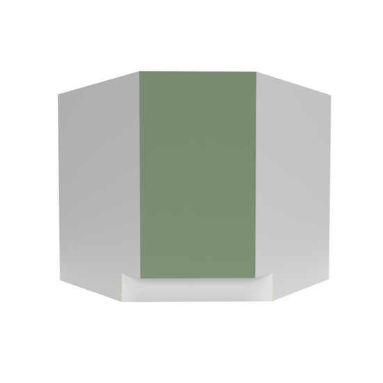 A Manhattan Olive Green base diagonal corner 1-door RTA cabinet