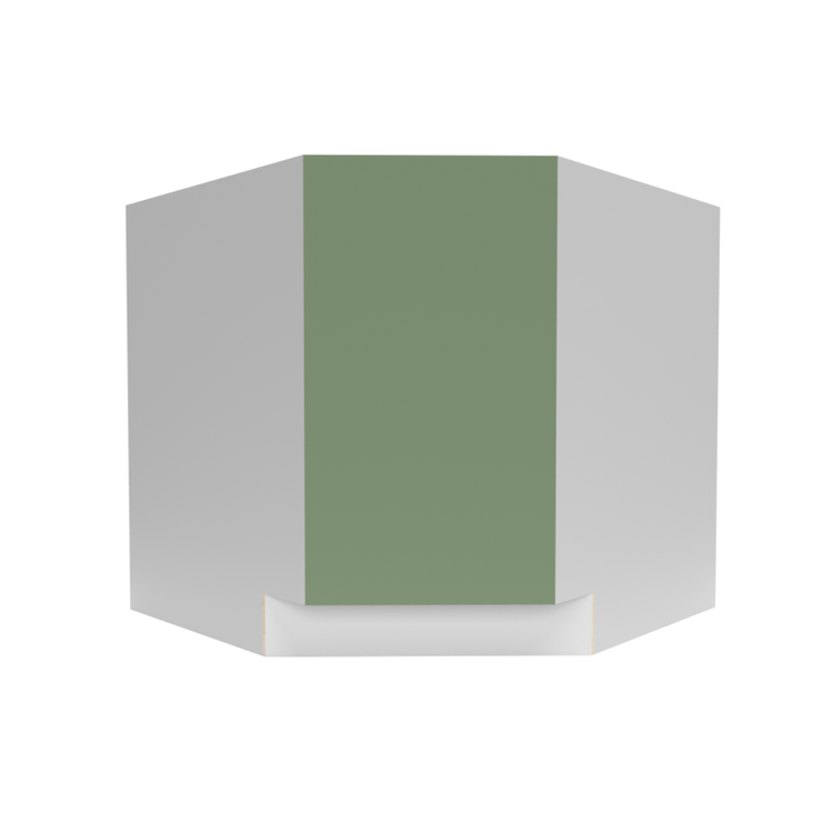 A Manhattan Olive Green base diagonal corner 1-door RTA cabinet