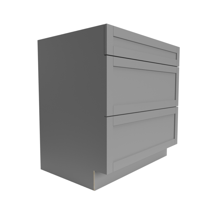 RTA Grey base 3-drawer shaker cabinet