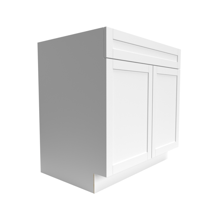 Single Shaker White Sink Base Cabinet 2-Door 1-Drawer Face