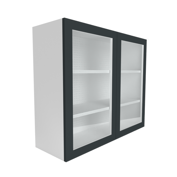 Manhattan Shadow Grey Wall W/Glass 2-Door Cabinet