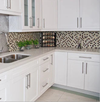White shaker cabinets installed in a modern kitchen