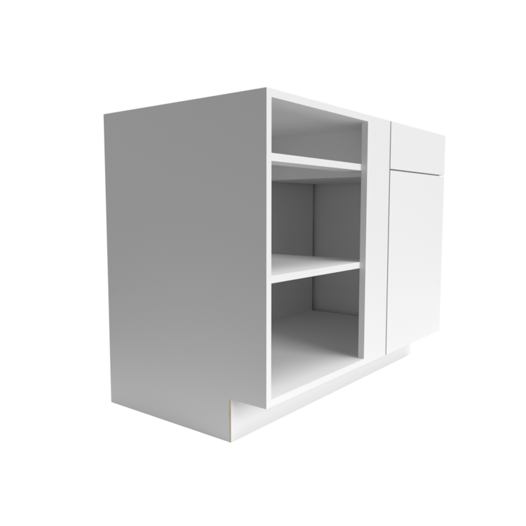 A Manhattan Snow White RTA cabinet paired with a white shelving unit