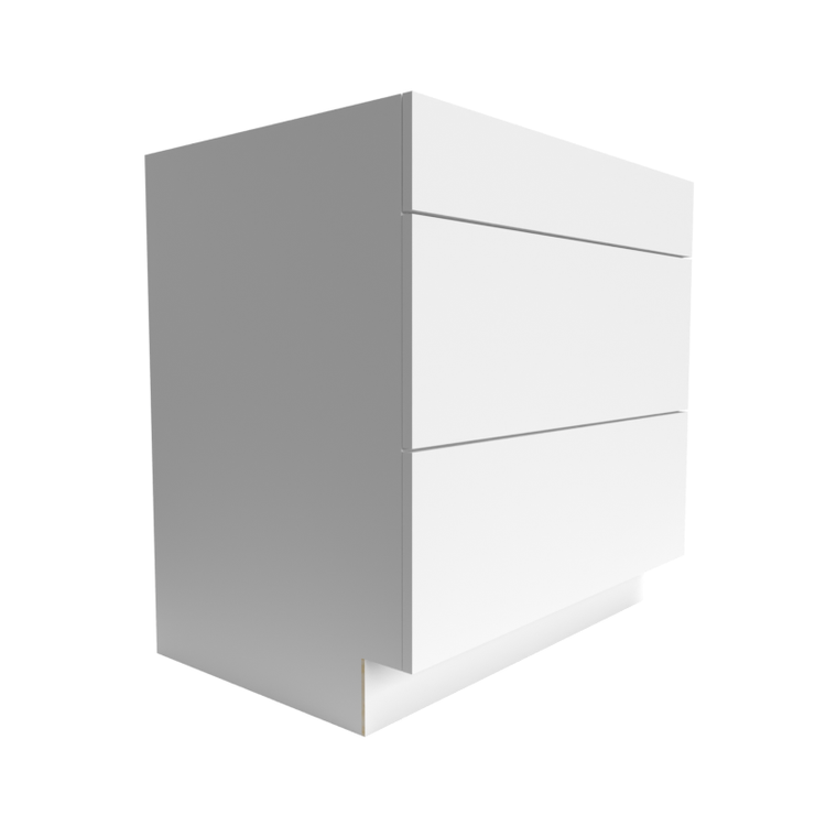 RTA Manhattan Snow White base 3-drawer cabinet