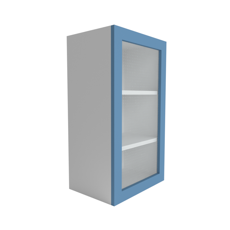 Manhattan Sky Blue 1-Door Wall Cabinet W/ Glass