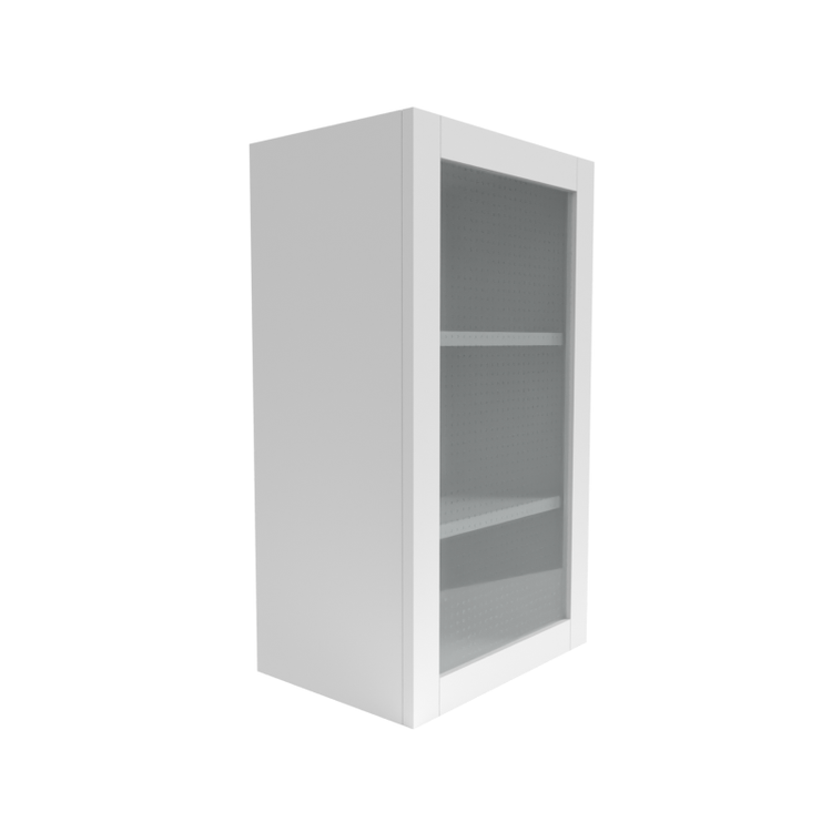 Single Shaker White Wall Cabinet w/ Glass (W) 1-Door Cabinet