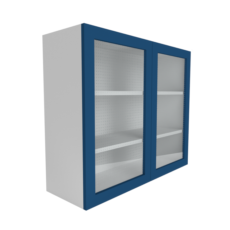 Manhattan Cobalt Blue Wall W/Glass 2-Door Cabinet