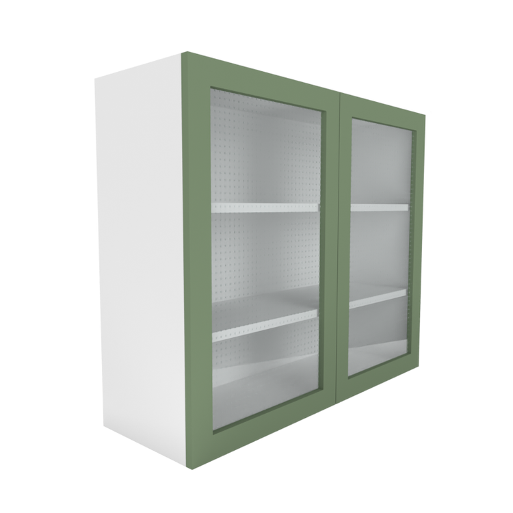 Manhattan Olive Green Wall Cabinet W/Glass 2 Door