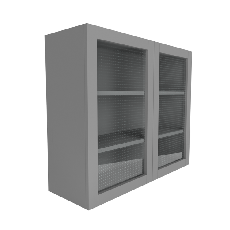 Single Shaker Grey Wall Cabinet w/ Glass (W) 2-Door Cabinet