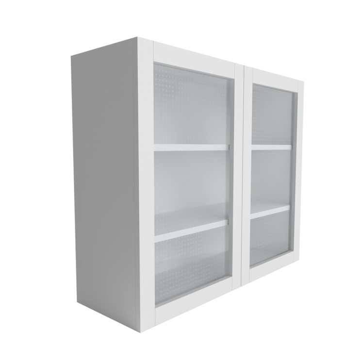 Single Shaker White Wall Cabinet w/ Glass (W) 2-Door Cabinet